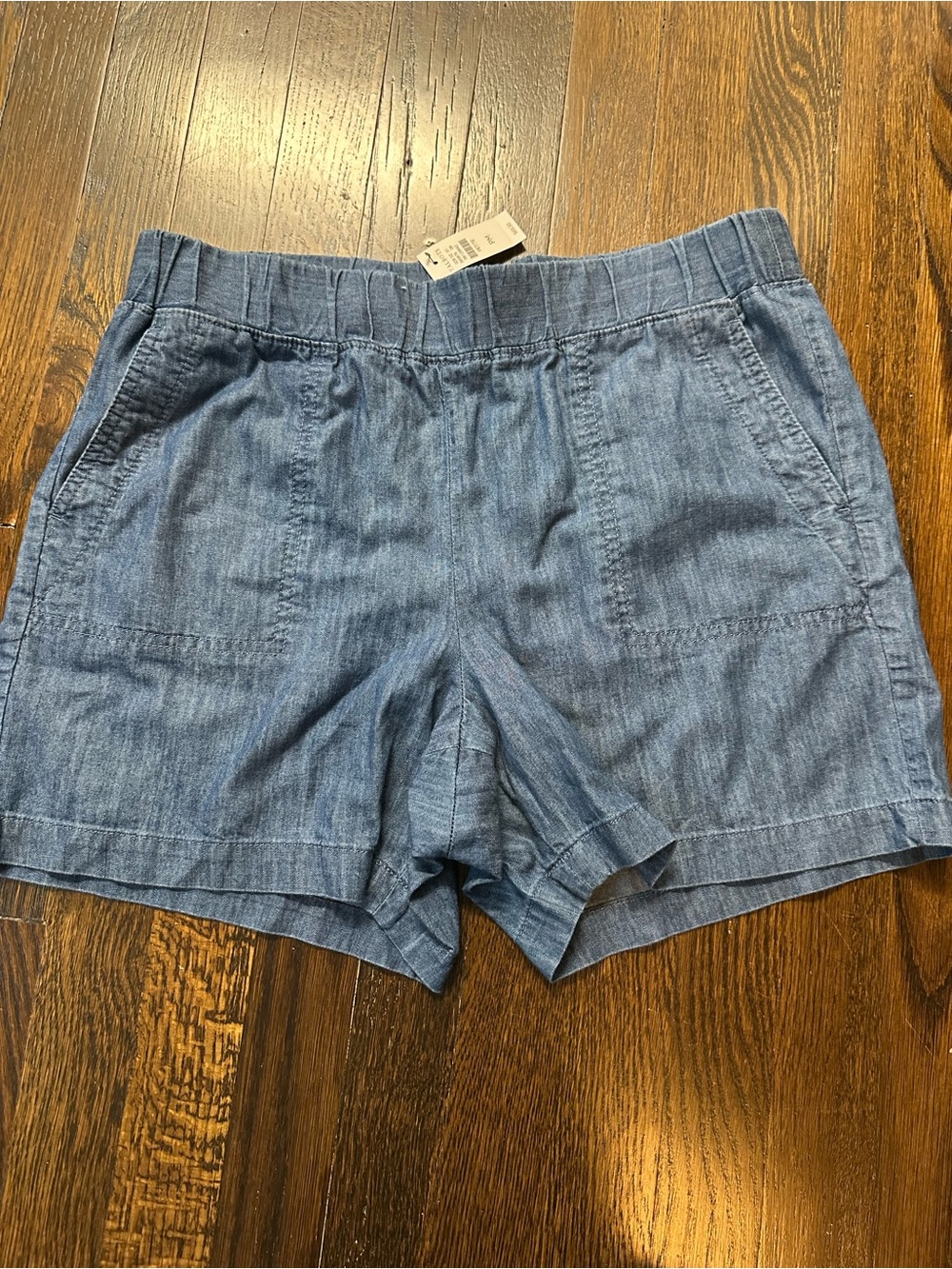 Talbots Light Blue Chambray Elastic-Waist Shorts